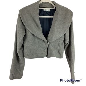 Pamela Barish Gray Cropped Blazer Jacket